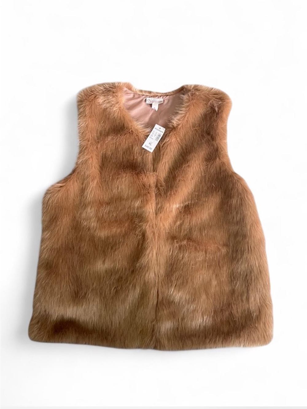 dressbarn Faux Fur Tan Vest NWT Size XL
